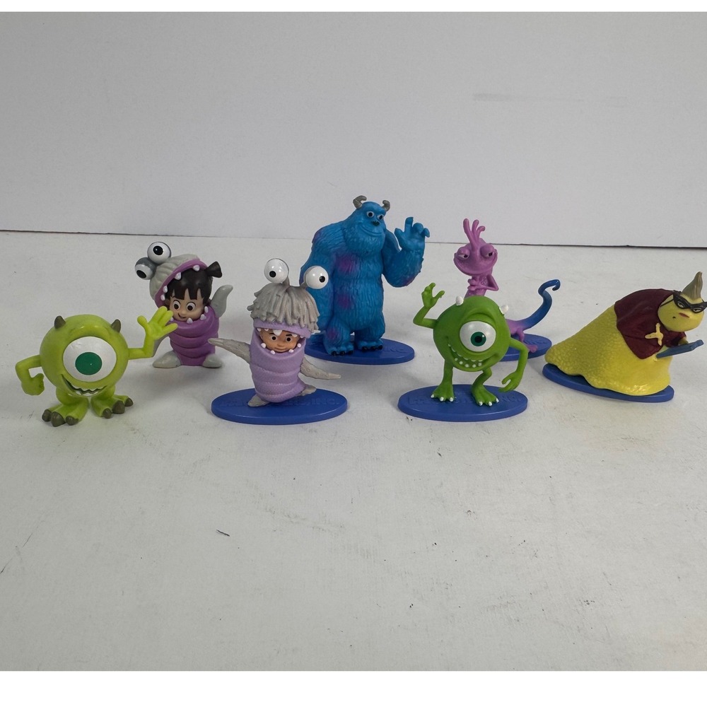 Disney Pixar Monsters Inc Figure Lot Sulley Mike Boo Randall Roz PVC 7pc Set